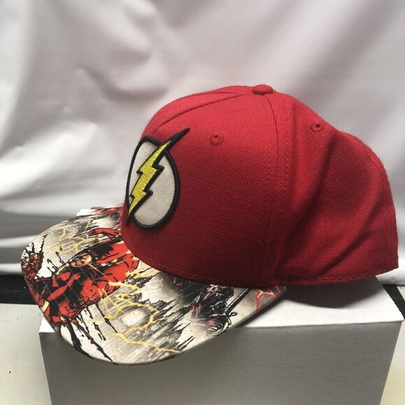 The Flash DC Comics Snapback Adjustable Hat Cap Red Lightning Bolt Graphic Bill - Picture 6 of 11